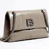 Medium Flap Bag Leather Grey-Green