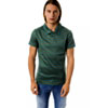 Green Striped Cotton Polo With Chest Embroidery